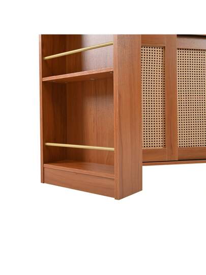 Bar Tafel Adjustable Storage Space, Rattan Cabinet Door, Moderne Multifunctional view 10