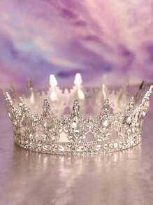 1 pieza Corona nupcial de estilo vintage de aleación con cristales , tocado con cristal en forma de gota para fiesta de cumpleaños, diadema de reina para disfraz