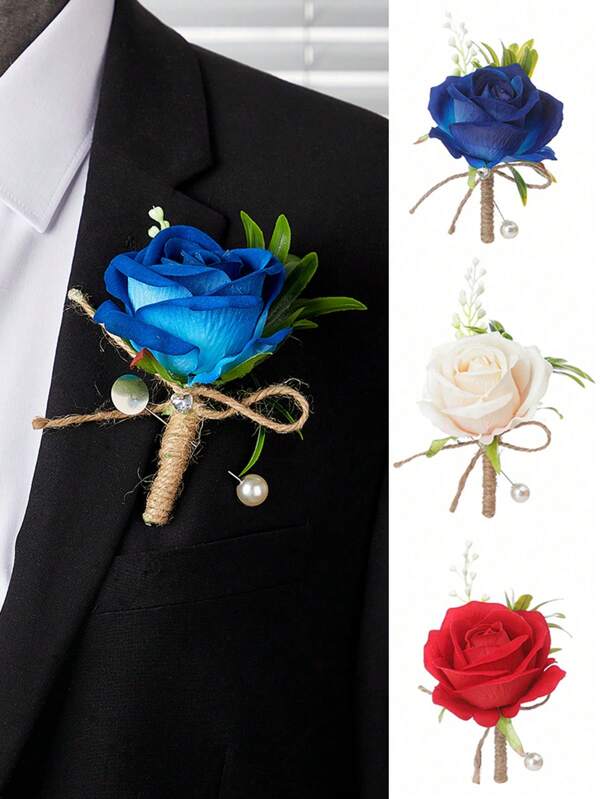 1pc White Boutonniere For Men Wedding Groom And Groomsmen Boutonniere For Wedding Ceremony Anniversary, Formal Dinner Party Prom Valentines
