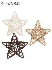 Juego de 12 piezas/3 piezas de 6/9/12 cm (2.36/3.54/4.72 pulgadas) de relleno de jarrón de estrella de ratán natural, artesanías de árbol, masticables de ave doméstica, decoraciones de mesa para fiesta y boda, artesanía para el hogar, accesorios colgantes DIY, mejor regalo, adornos de decoración para el hogar, ramas de árbol, boda de jardín, fiesta de Halloween y Navidad, decoración de mesa de café, artesanías DIY