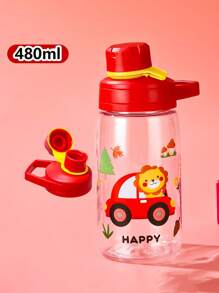 1pc480ml Children's Direct Drink Sports Water Cup Cartoon PC Material Water Cup Summer Outdoor Large Capacity Student Handy Cup, Suitable For Children To Use The Water Cup