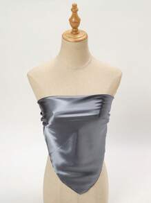 1pc Solid Color Bandana Scarf, Versatile Fashion Accessory For Women - Dark Grey - View 6