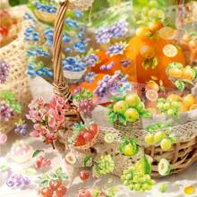 1 件装丰收季节水果主题贴纸书 - 24 张双材质 PET 和日本纸，哑光表面，自粘装饰贴纸，适用于 DIY 日记、剪贴簿、笔记本、水瓶和滑板、水果贴纸 - 彩色 - 查看 4