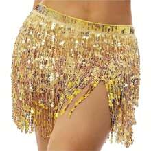 Women's Belly Dance Waist Chain Sequined Tassel Skirt Hip Scarf Dance Hip Belt Latin Dance Hula Dance Hip Scarf - Multicolor - View 4