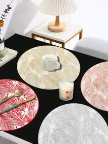 1/4/6 piezas Individuales metálicos con nubes ahumadas para decoración de mesa de boda o fiesta, individual de hoja de palma de primavera