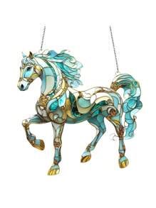 A Set Of 2D Acrylic Colored Glass Horse Sun Catcher Wall Decoration Pendant, Animal Themed Sun Catcher Decoration, Suitable For Home Wall Decoration, Room Decoration, Office Decoration, Bedroom Window Decoration, Summer Garden And Vacation Home Decoration; Interesting And Fashionable Design Style