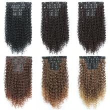 Extensiones de cabello sintético resistente al calor de 66 cm (26 pulgadas) con rizos crespos, con doble trama y 16 clips, ideal para cabello largo rizado, set de 6 piezas - Multicolor - Ver 4