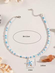 1pc Bohemian Beach Retro Style Resin White Shell Pendant Necklace With Faux Pearl & Beads, Single Layer, Suitable For Activities, Beach Parties & Gatherings, Gift