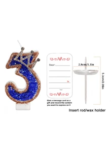 0-9 Number Decorative Candles, Blue Rhinestone Crown Decorative Candles, Birthday Cake Decorations, Party Candles, Atmosphere Party Supplies, Romantic Party Supplies, Birthday Candles, Valentine's Day, Solo Party, Graduation Party, Mother's Day, Father's Day, Easter, Football Party, Adult Gifts, Birthday Party, Etc. Cake Decorations, Baking Decorations, Creative Numeric Birthday Candles, Cake Birthday Decorative Candles, Valentine's Day Decor, Handmade DIY Gifts. A Handwritten Greeting Card As A Gift Is Included. - Multicolor - View 10