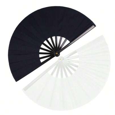 1 Pack Large Folding Hand Fan, Nylon-Cloth Vintage Retro Fabric Fans, Chinese Kung Fu Tai Chi Hand Fan For Men/Women, Festival, Dance, Gift, Performance, Decorations