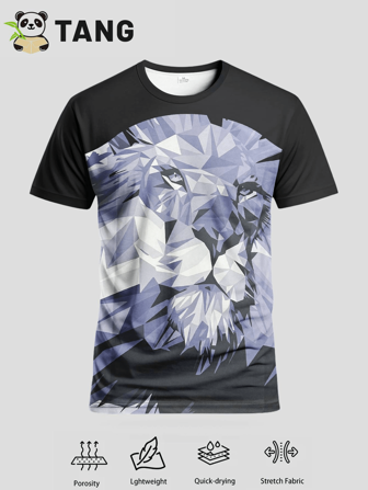 男式青年足球运动衫 & 狮子图案圆领设计 & 适合各种球类运动和日常休闲穿着