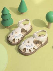 1 双 2025 幼儿女孩露趾夏季凉鞋，韩版轻便儿童步行鞋 - 米色 - 查看 4