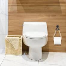 1PC Vintage Rope Towel Holder – Creative Wall Mount Towel Rack For Bathroom & Kitchen, Space-Saving Hanging Organizer With Suction Cup/Screw Fixing, Pastoral Farmhouse Home Decor, Waterproof Rustic Towel Hanger For Any Wall - Brown Hemp Rope Tissue Holder - View 5