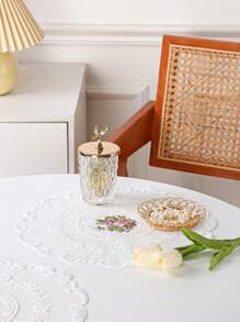 WGROOM 1pc/4pcs Polyester Embroidered Placemats For Kitchen, Dining Room, Table Decoration, Heat Insulation, Anti-Scratch, Anti-Dust, Suitable For Wedding, Party, Gift, Birthday, Christmas - White - View 3