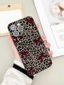 Cheetah, Leopard Print 1pc Solid Color Matte Simple Cellphone Soft Case, Leopard Print & Red Bow Pattern Printed TPU Protective Cover Compatible With Iphone 15 Pro Max, A54, Redmi Note 12, Redmi 14C, Galaxy S25 Ultra, IPhone 16 Pro Max, Redmi 13C 4G, Galaxy A55 5G, Redmi Note 13 Pro 4G, Galaxy S23 FE, Galaxy A05S - Great Gift For Friends & Family - Black - View 2