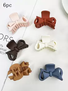 4/5/6/8pcs Minimalist Small Size Hair Claws With Bow Design Claw Clips Hair Clips Hair Jaw Clip Hair Clamps Hair Clutch Hair Catcher Clip Fall Winter Hair Accessories For Women For Vacation Outfits Woman - Multicolor - View 3