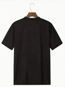 Camiseta negra de 100% algodón unisex con declaración religiosa, de cuello redondo y manga corta. Camisetas básicas y camisetas cortas gráficas, que son prendas de verano. - Negro - Ver 2