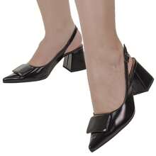 Women's Slingback Formal Pumps With Pointed Toe Decoration 18203 - 黑色 - 查看 7