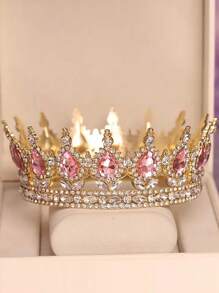 1 pieza Corona nupcial de estilo vintage de aleación con cristales , tocado con cristal en forma de gota para fiesta de cumpleaños, diadema de reina para disfraz