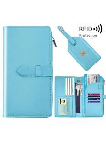 Nieuwe aankomst slanke minimalistische lange paspoorthouder bagagelabelset RFID-blokkerende reisportemonnee documentenorganizer met penhouder kaartsleuven schattige paspoorthoes voor vrouwen mannen creditcardhouder pinpas passacavo porta fotokaarthouder minimalistische portemonnee slimme portemonnee airtag portemonnee visitekaartje zwart roze