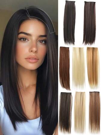 1 件装女士合成假发发片短厚假发夹式短发接发增加发量适合头发稀疏的女性日常使用