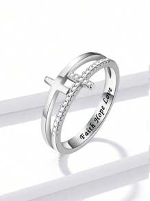 ESBERRY 1pc S925 Sterling Silver Double Cross Rings Thumb Rings For Women Silver Rings Fine Jewelry Gift For Girls