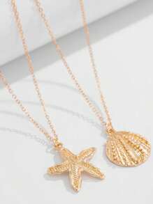 2pcs/Set Luxury Fashion Women Shell & Starfish Waist Chain Set