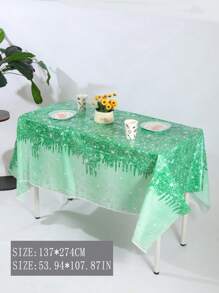 3 piezas de mantel desechable, resistente al agua y a las manchas de aceite, de 137 * 274 cm / 53,94 * 107,87 pulgadas, con patrón de diamante y dorado morado / verde, adecuado para fiestas temáticas y decoración diaria, se puede usar como telón de fondo