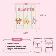 1 卷（60 个）可爱卡通抽绳垃圾袋，防漏，手持密封垃圾/碎纸垃圾袋，家庭垃圾管理 | 卡通人物设计 | 卷袋，防撕裂可爱实用垃圾袋 - 彩色 - 查看 2