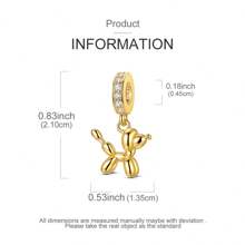 1 chiếc vòng tay hình chó vàng lấp lánh đính đá Cubic Zirconia lấp lánh hình chú chó Poodle phù hợp với vòng tay 3mm, dùng làm trang sức tự làm, quà tặng trang sức hàng ngày cho phụ nữ - Vàng - Xem 5
