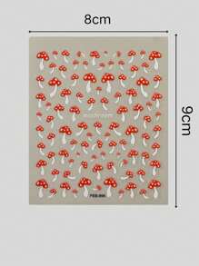 1 件 2025 新款 5D 指甲贴纸 UV 打印简约小指甲贴纸，3D 效果美甲贴纸红伞蘑菇花园指甲贴纸用于指甲装饰