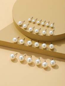 20 pares de pendientes de perla y pedrusco para mujeres - Multicolor - Ver 1