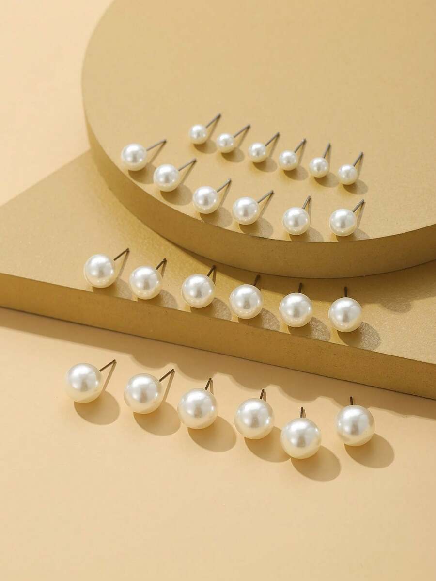 20 pares de pendientes de perla y pedrusco para mujeres - Multicolor - Ver 1