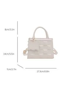 1pc Vintage Cookie Pattern Embossed Handbag, Suitable For Girls, Fully Matching Casual Shoulder Strap Or Crossbody Bag, Suitable For Daily Use, Free Cookie Charm Included