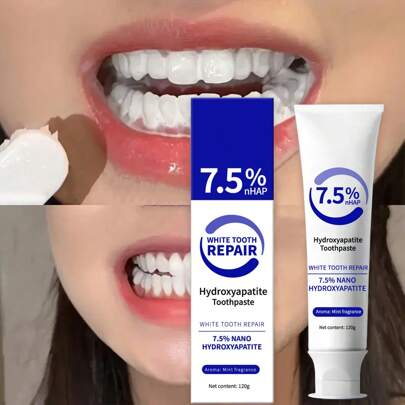 7.5% Hydroxyapatite Whitening Toothpaste With Mint Essential Oil, Moisturizing, Basic Cleaning, Fresh Breath, Strengthening Tooth Care, Suitable For All
