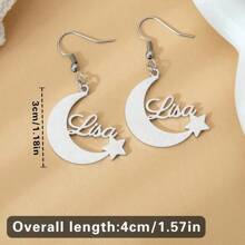 1 Pc Fashionable Personalized Name Necklace, Stainless Steel Geometric Hang Tag Personalized Customization Numerical Alphabetical Symbols Necklace Suitable Women, Gift Giving, Daily Wear, Confidant - Silver - View 2