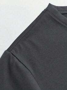 Camiseta de cuello redondo para hombre con patrón geométrico de brújula y pez, minimalista y de moda, adecuada para el verano