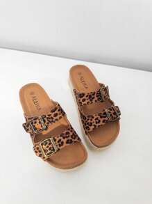 Women's Esparto Style Platform Sandal, With Non-Slip And Thick Sole, Open Toe Sandal For Summer Vacation, With High Quality And Comfort, Ideal For Everyday, Students And University, Estimated Delivery 1-3 Business Days (Peninsula) - 豹 - 查看 5