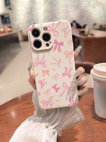 Bow-Knot 1pc Perforated Edge Pink Bow Decorative Thickened Anti-Fall Painted Phone Case Compatible With IPhone 16/16Pro/16Plus/16ProMax, Compatible With IPhone 15 ProMax, Compatible With IPhone Compatible With Galaxy S25, S25PLUS, S25, S25 Ultra, S22Ultra, S23, A33, A53, S20FE, Compatible With Redmi 11 Youth, 12Pro, 12/12X, Note11, 9A, 9C, Polox3NFC, Compatible With Redmi 10, Compatible With Redmi 9, Note9, 12C, Note11Pro, Compatible With Redmi 10C, Note8Pro, International Version, Not The Domestic Version - Multicolor - View 3