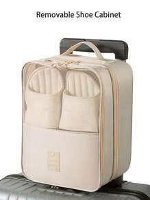二合一旅行鞋袋，挂袋式收纳袋，多种颜色可选（黑色、米色），可机洗，节省空间，行李整理袋，便携式鞋柜，防水防潮，假日旅行必备，旅行包，旅行配件，鞋袋，旅行收纳袋，抽绳鞋袋，鞋套，便携式防尘，男女通用，邮轮旅行必备，度假必备