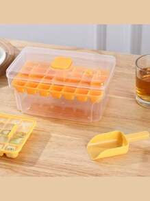 迷你冰块制作模具套装，带储物盒和冰勺，34个单层和68个双层设计，易于脱模的塑料，可爱又有趣，自制冰块模具，一键除冰托盘，用于冷冻冰块，厨房工具，厨房、餐厅和家庭必备品。，夏季冰格和冰桶，夏季厨房配件 - 彩色 - 查看 16