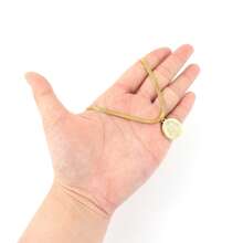 1pc New Classic Round Zodiac Pendant Golden Stainless Steel Herringbone Chain Necklaces For Women