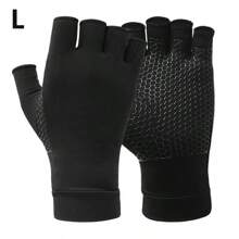 1 Par de Luvas de Compressão para Mulheres e Homens, Luvas de Fibra de Cobre de Meia Digitação, Design Anti Derrapante em Forma de Favo de Mel na Palma, Proteção Respirável para Esportes, Luvas de Proteção Macia de Punho para Ciclismo, Direção, Corrida, Levantamento de Peso, Golfe, Badminton