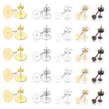 200pcs/Pack Flat Head Iron Earring Posts, Flat Base Earring Pins, DIY Flat Earring Studs For Decorative Jewelry Crafts And Pearl Accessories