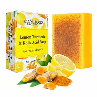 姜黄柠檬香皂，富含乳木果油、姜黄和维生素 E，深层清洁，适合面部、身体和所有肤质，男女通用