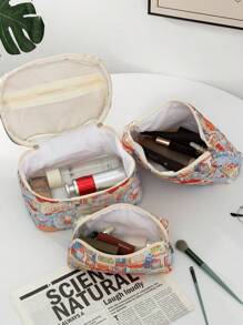 1PC Exquisite Multi-Color Rabbit Jacquard Makeup Bag, Travel Makeup Bag, Minimalist, Multifunctional, Handheld Makeup Bag Travel Essentials Travel Accessories Travel Must Haves