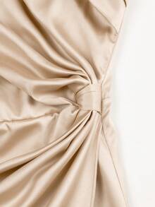 BIUBIU 大码女式露肩裹身式开衩连衣裙，波西米亚风格服装，浪漫婚礼季节日时尚服装 - 杏色 - 查看 10