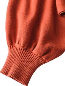 Women 2 Pieces Tracksuit Outfits,Puff Sleeve Knit Pullover Sweater Tops + Elastic Waist Drawstring Shorts Set - Pink - View 8