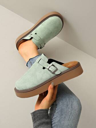 Damen Frühling Neue Runde Zehenkappe Dicke Sohle Bequeme Slip-On Lässig Mode Mules