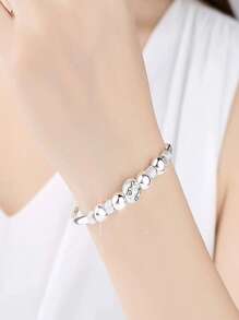 1 Stück luxuriöses elegantes ovales Perlen Armband mit Hohlblüten, Silber 925 plattiert, exquisites rotierendes Kupferball Design Armband. Vielseitiger Schmuckdekor, ein tolles Geschenk für Frauen zu Feiertagen und Geburtstagen